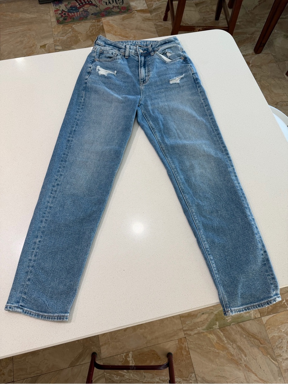 American Eagle Outfitters Light Blue Boyfriend Jeans with Distressed Knees